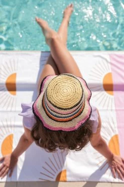 Crochet Stripe Bucket Hat -Luna Beach Shop 06 02 005MUL Hat Multi Lifestyle2