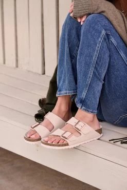Birkenstock Arizona Slides -Luna Beach Shop 1023528 Shoe Shimmering Light Rose Lifestyle