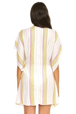 Radiance Metallic Stripe Tunic -Luna Beach Shop 1139371 Apparel Top Pink Flambe Back1