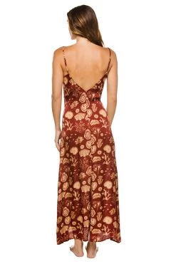 Sydney Slip Midi Dress -Luna Beach Shop 122D20 Apparel Dress Corals Burgundy Back