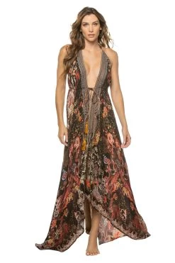 Forest Festival Plunge Midi Dress