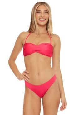 Monaco Twisted Bandeau Bikini Top -Luna Beach Shop 3019225 Bikini Top Geranium Front1