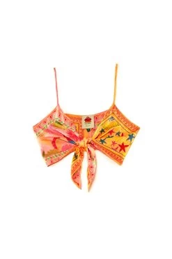 Farm Rio Mixed Scarves Crop Top -Luna Beach Shop 302938 Apparel Top Multi Laydown