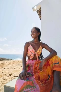 Farm Rio Mixed Scarves Crop Top -Luna Beach Shop 302938 Apparel Top Multi Lifestyle