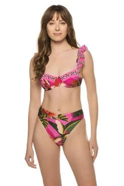 Farm Rio Leopard Forest Ruffle Bralette Bikini Top