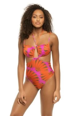Farm Rio Copacabana Pink Cutout One Piece Swimsuit