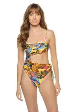 Farm Rio Colorful Bananas Bandeau Monokini -Luna Beach Shop 308508 One Piece Swimsuit Colorful Banana Front