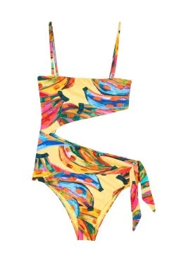 Farm Rio Colorful Bananas Bandeau Monokini -Luna Beach Shop 308508 One Piece Swimsuit Colorful Banana Laydown