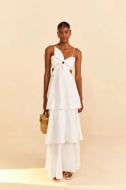 Farm Rio Off-White Flower Maxi Dress -Luna Beach Shop 309145 Apparel Dress Off White Lifestyle1