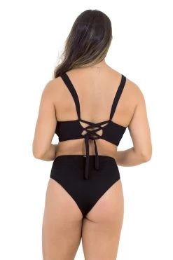 Maaji Parade Reversible Triangle Bikini Top (D+ Cup) -Luna Beach Shop 3189SCD004 Bikini Top Black Tulip Back