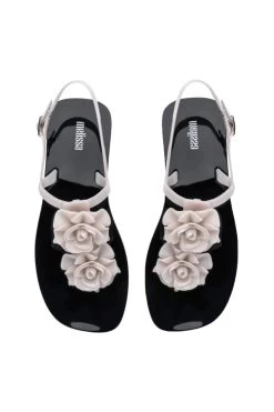 Garden T-Strap Sandals -Luna Beach Shop 33563 Shoe Black Beige Top