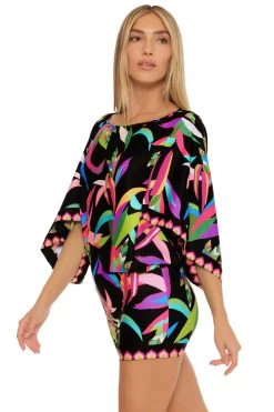 Birds Of Paradise Tunic Dress -Luna Beach Shop 3426025 Apparel Dress Multi Side