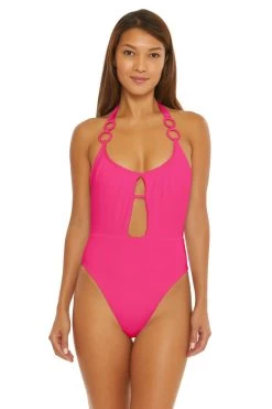 Monaco Solid Ring Halter One Piece Swimsuit