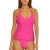 Monaco Solid Ring Halter Tankini Top