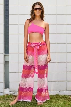 Cascade Crochet Pants -Luna Beach Shop 3635035 Apparel Bottom Pink Combo Lifestyle