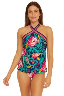 India Garden Reversible High Neck Tankini Top