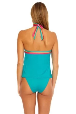 Fontaine Reversible High Neck Tankini Top -Luna Beach Shop 3783535 Tankini Top Multi Reverse1