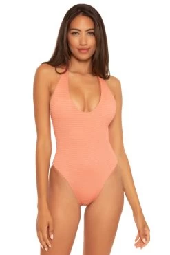 High Leg Plunge Halter One Piece Swimsuit