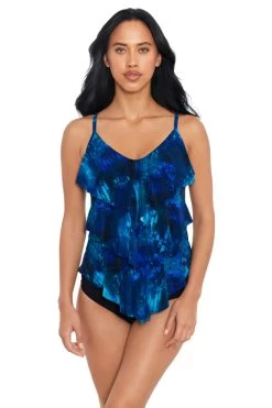 Hazy Daze Rita Ruffle Over The Shoulder Tankini Top