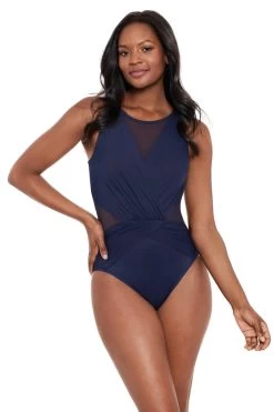 Miraclesuit Illusionists Palma Mesh High Neck One Piece Swimsuit
