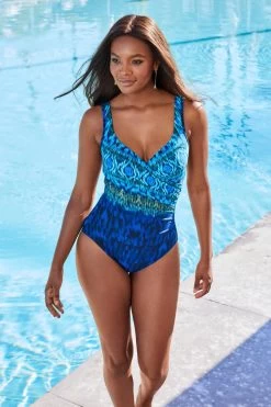 Miraclesuit Alhambra Its A Wrap One Piece Swimsuit -Luna Beach Shop 6553880 One Piece Swimsuit Blue Multi Lifestyle