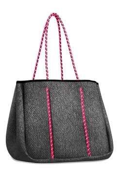 Sporty Neoprene Tote -Luna Beach Shop 7000BHEATHER Bag Blk Pink Back