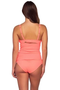 Serena Tankini Top (D+ Cup) -Luna Beach Shop 709TNEOCO Tankini Top Neon Coral Back3