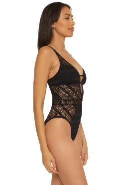Paislee One Piece Swimsuit -Luna Beach Shop 711137 One Piece Swimsuit Black Side1