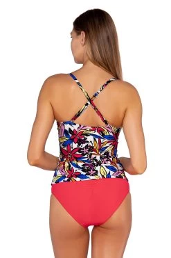 Simone Over The Shoulder Tankini Top -Luna Beach Shop 81TBOBLO Tankini Top Bold Blossom Back2