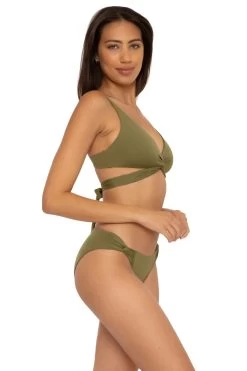 Raegan Twist Front Bralette Bikini Top -Luna Beach Shop 852137 Bikini Top Seaweed Side1