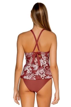 Mia High Neck Tankini Top -Luna Beach Shop 87THAWHI Tankini Top Hawaiian Hideaway Back