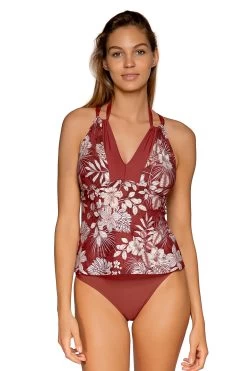Luna Beach Shop -Luna Beach Shop 87THAWHI Tankini Top Hawaiian Hideaway Front2