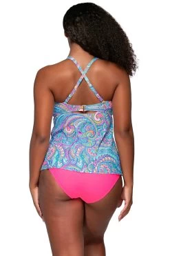 Tori Bandeau Tankini Top 5 Tori Bandeau Tankini Top -Luna Beach Shop 955TPAIPO Tankini Top Paisley Pop Back1
