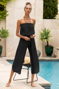 Cropped Bandeau Jumpsuit -Luna Beach Shop BEC BLACK BL Jumpsuits Lifestyle 103449