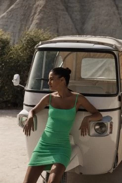 Paloma Crinkle Stretch Mini Dress -Luna Beach Shop BOUND382E Apparel Dress Apple Eco Lifestyle