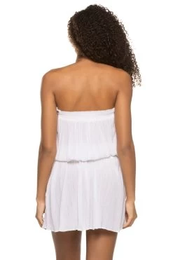 Jo Metallic Strapless Mini Dress -Luna Beach Shop C0522300 Apparel Dress White Back