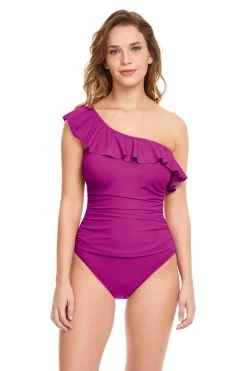 Ruffle Asymmetrical One Piece Swimsuit