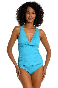 Twist Front Over The Shoulder Tankini Top