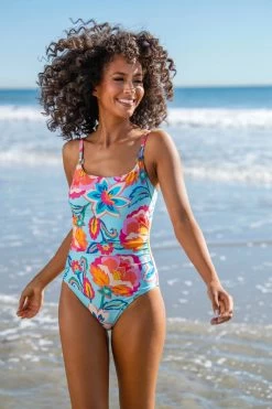 Breezy Beauty Shirred One Piece Swimsuit 5 Breezy Beauty Shirred One Piece Swimsuit -Luna Beach Shop LB3VP24 One Piece Swimsuit Multi Lifestyle