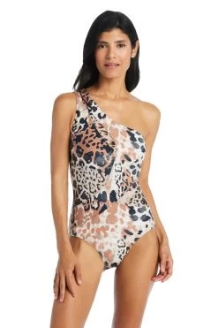 Mesh Asymmetrical One Piece Swimsuit
