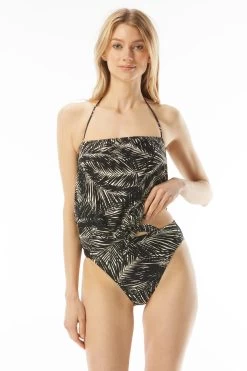 MICHAEL Michael Kors Sonoran Palm Tie Front Tankini Top