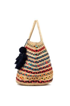 Tassel Raffia Tote -Luna Beach Shop OMZ3443 Bag Multi Side