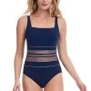 Metallic Mesh One Piece Swimsuit