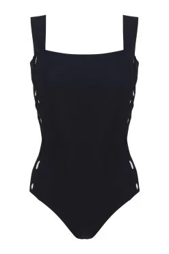 Lois Over The Shoulder One Piece Swimsuit -Luna Beach Shop PDS BLACK NOI One20Pieces Laydown 102852