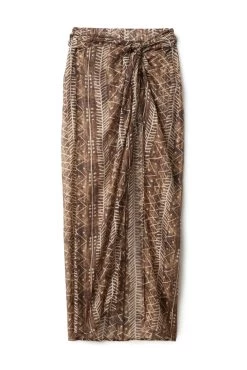 ELAN Long Printed Sarong -Luna Beach Shop PVP4124 Apparel Bottom Brown Laydown