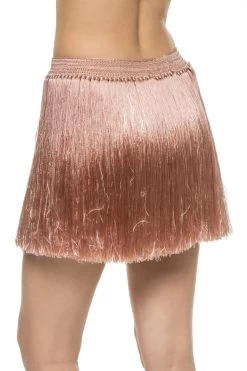 Angelica Fringe Mini Skirt -Luna Beach Shop R23CS18 Apparel Bottom Pearl Blush Back