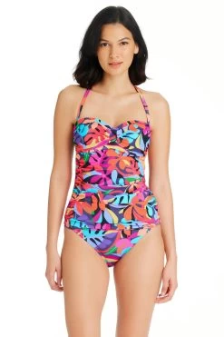 Bold Rush Molded Bandeau Tankini Top -Luna Beach Shop RBBR24467 Tankini Top Multi Front1