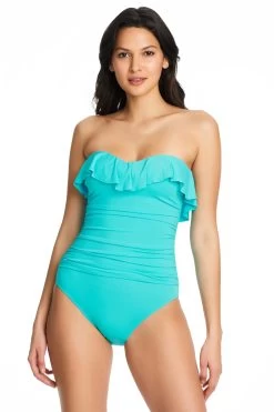 Ruffle Bandeau One Piece Swimsuit