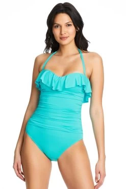 Ruffle Bandeau One Piece Swimsuit -Luna Beach Shop RBKK22213 One Piece Swimsuit Wave runner Front1