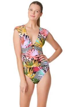 Cap Sleeve Over The Shoulder One Piece Swimsuit
